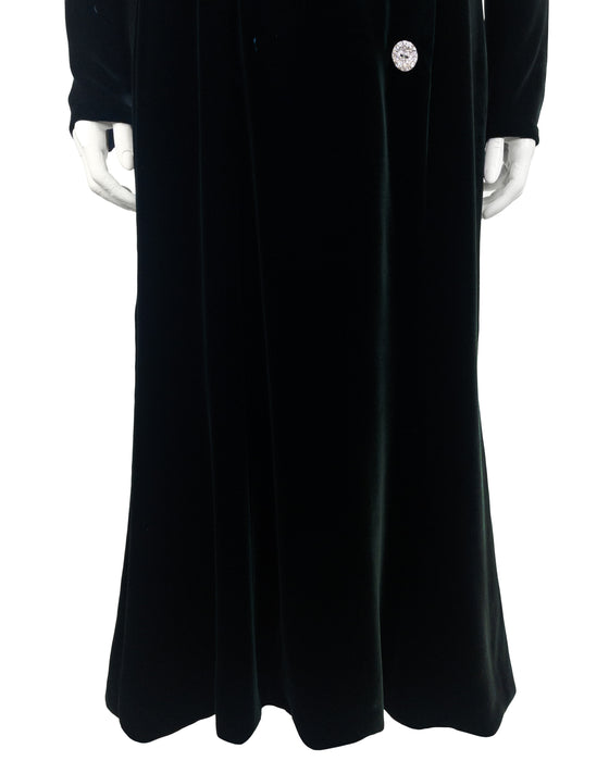 Green Velvet Dress with Rhinestone Details
