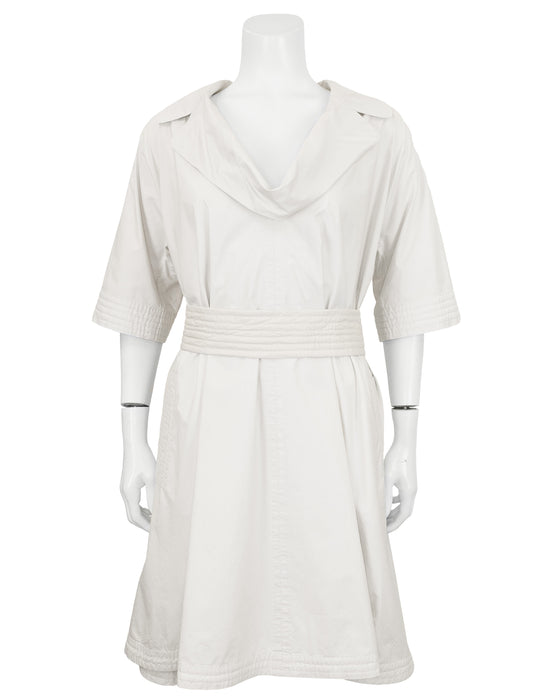 Beige Belted Tunic Dress