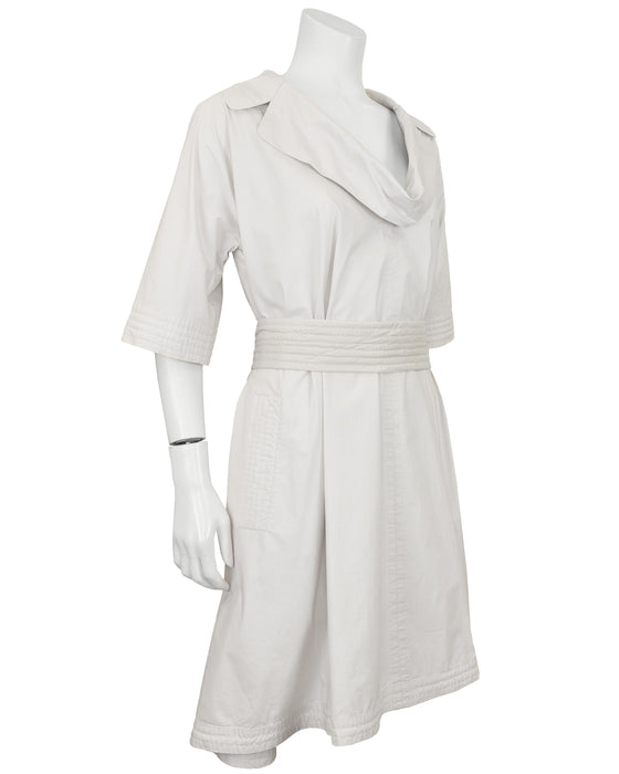 Beige Belted Tunic Dress