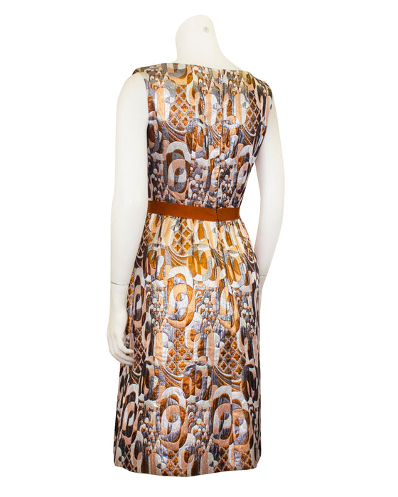 Metallic Brocade Cocktail Dress