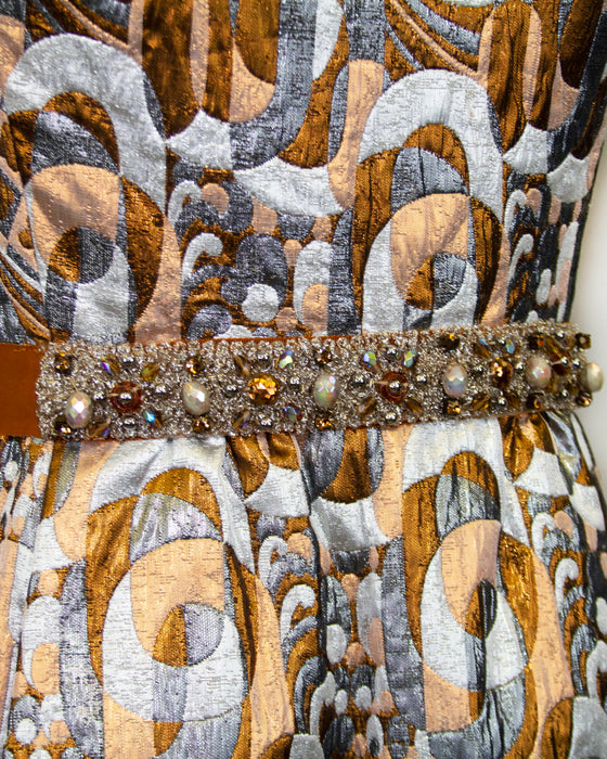Metallic Brocade Cocktail Dress