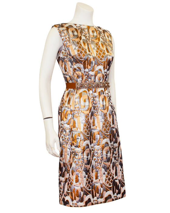 Metallic Brocade Cocktail Dress