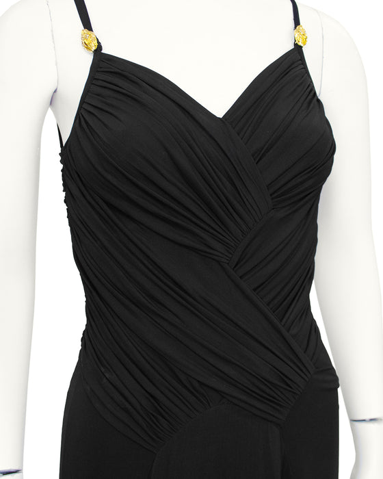 Black Grecian Style Cocktail Dress