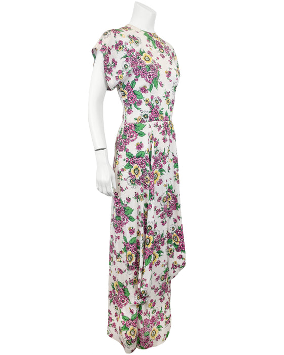 Floral Print Crepe Maxi Dress