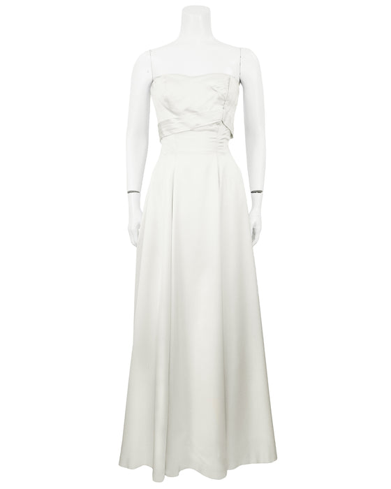 White Satin Strapless Gown