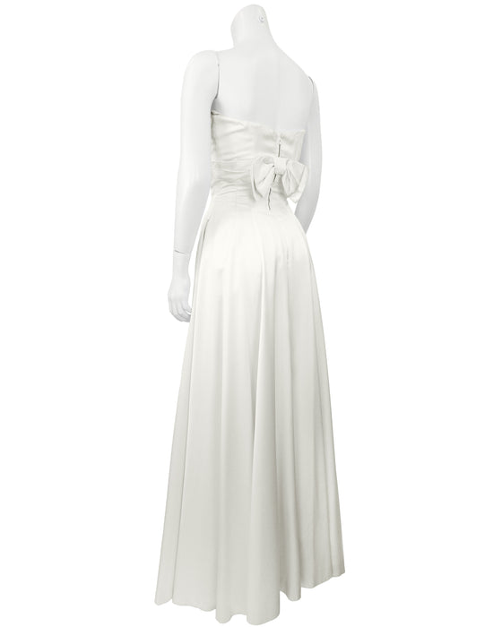 White Satin Strapless Gown