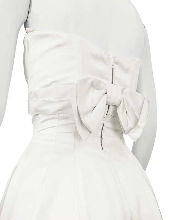 White Satin Strapless Gown
