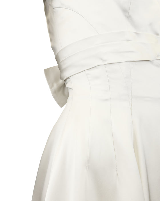 White Satin Strapless Gown
