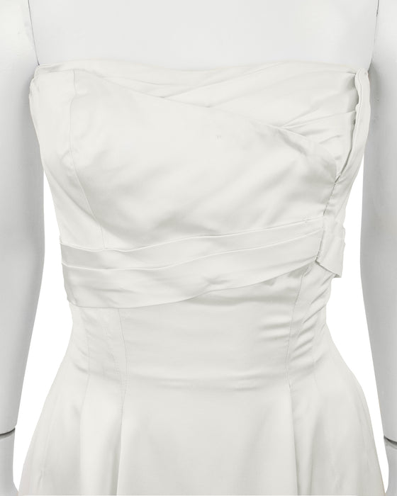 White Satin Strapless Gown