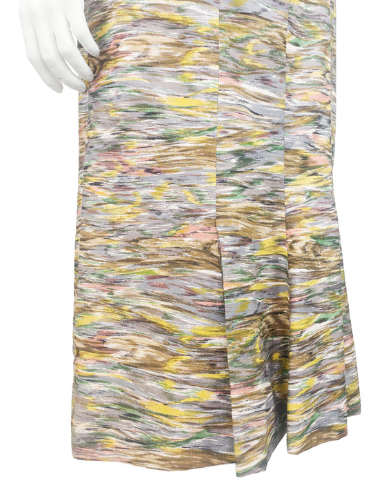 Multicolour Abstract Print Draped Midi Dress