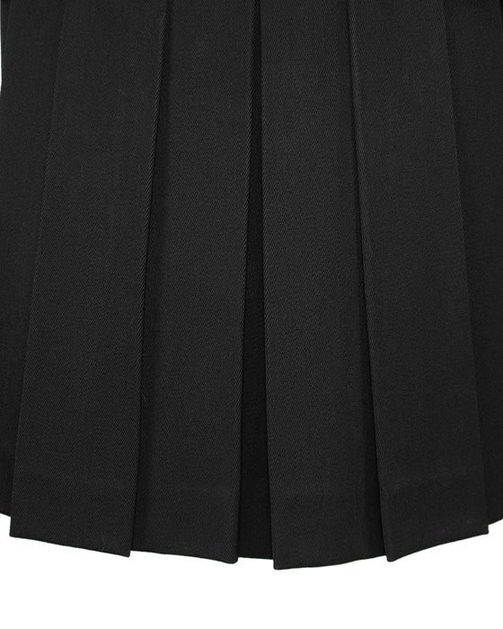 Black Wool Cardigan and Gabardine Skirt Ensemble