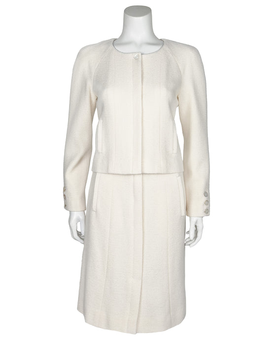 Cream Wool Bouclé Skirt Suit