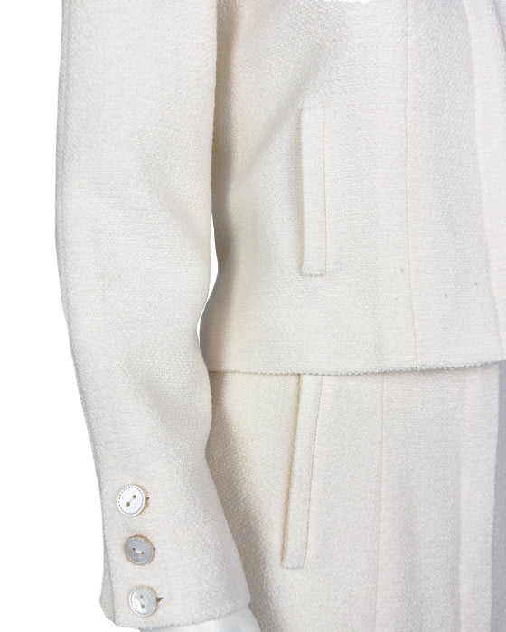 Cream Wool Bouclé Skirt Suit