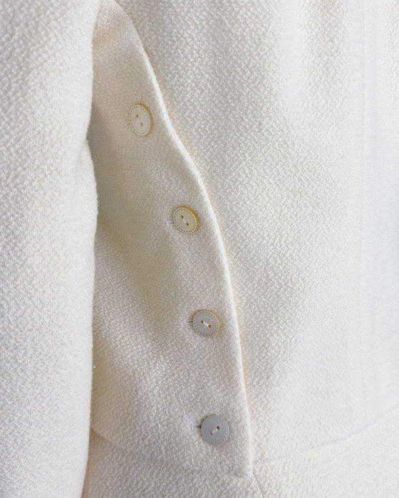 Cream Wool Bouclé Skirt Suit