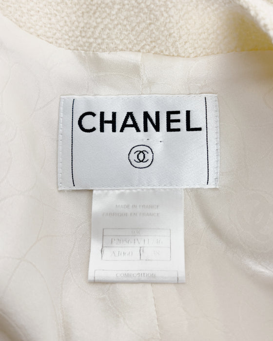 Cream Wool Bouclé Skirt Suit