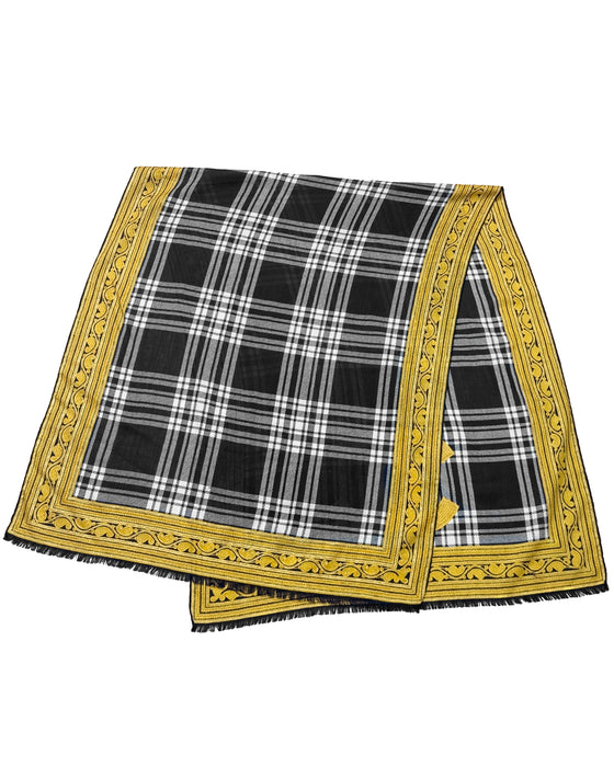 Black, White and Gold Silk Scarf