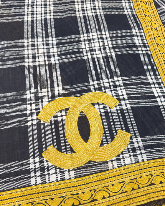 Black, White and Gold Silk Scarf