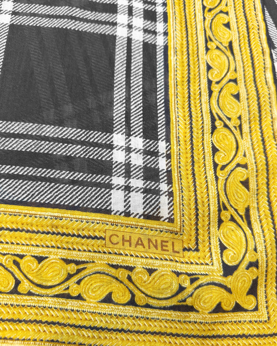 Black, White and Gold Silk Scarf