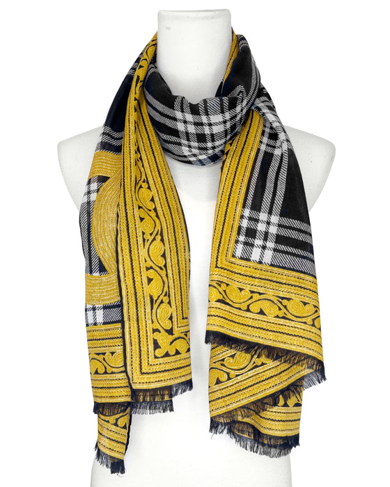 Black, White and Gold Silk Scarf