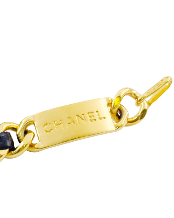 Black Leather & Chain Belt Rue Cambon