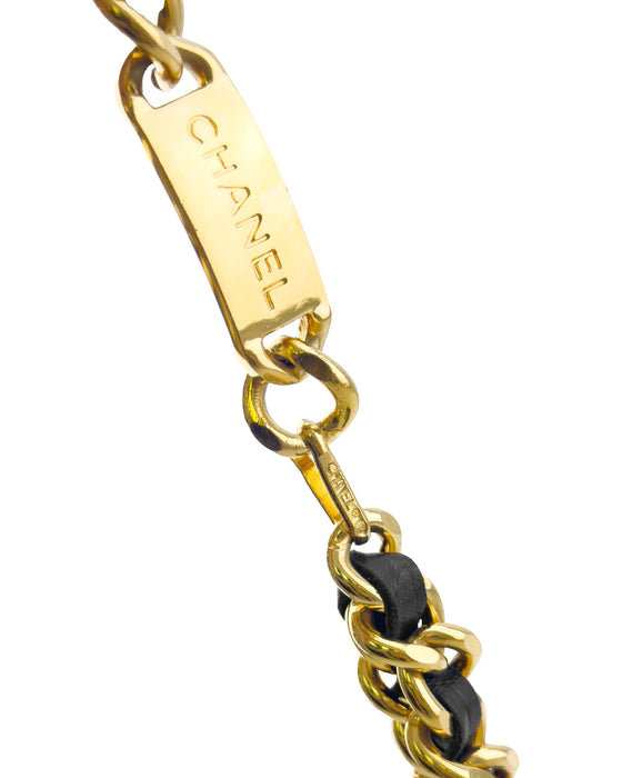 Black Leather & Chain Belt Rue Cambon