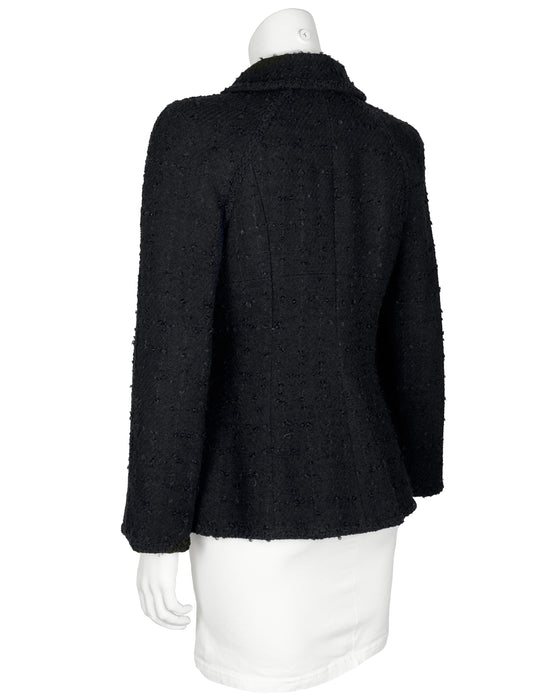 Black Wool and Mohair 2 Pocket Fitted Jacket