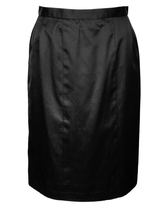 Black Polished Cotton Skirt Suit with Perfume Bottle Buttons