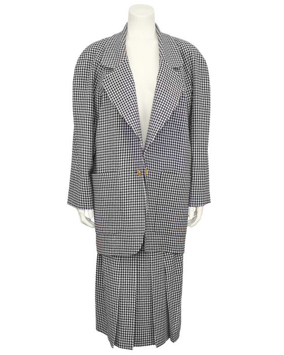 Black and White Gingham Skirt Suit
