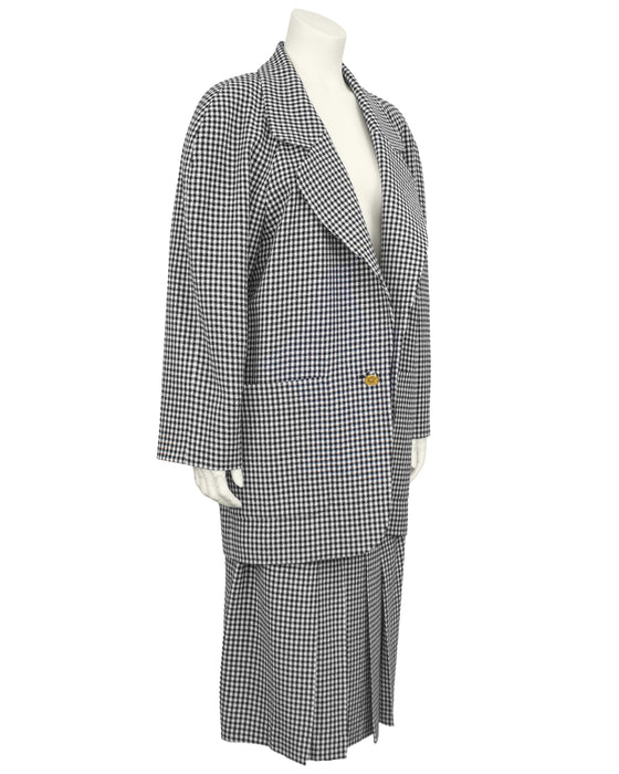 Black and White Gingham Skirt Suit