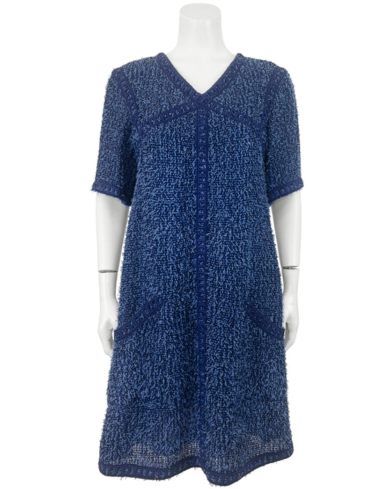 Blue Bouclé Dress