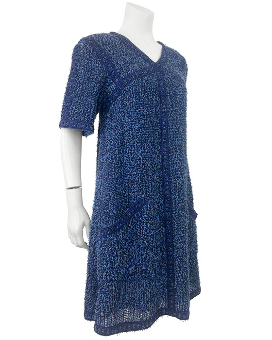 Blue Bouclé Dress