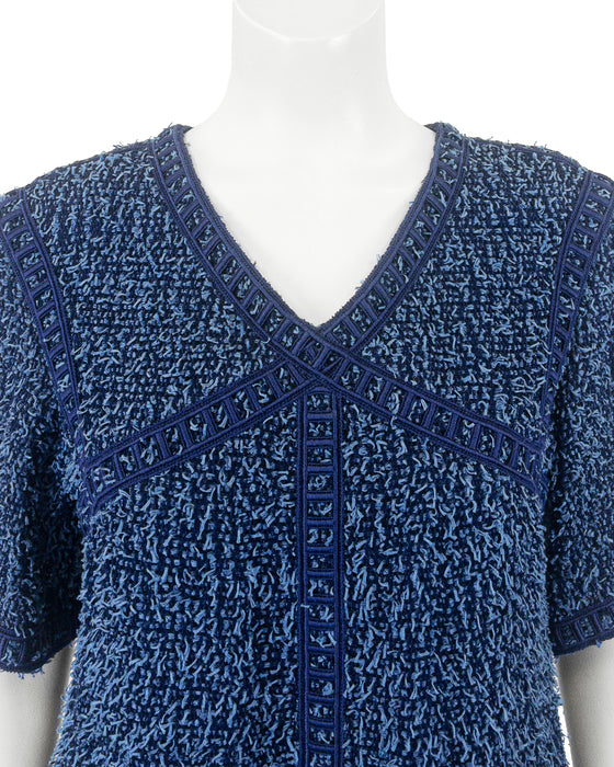 Blue Bouclé Dress