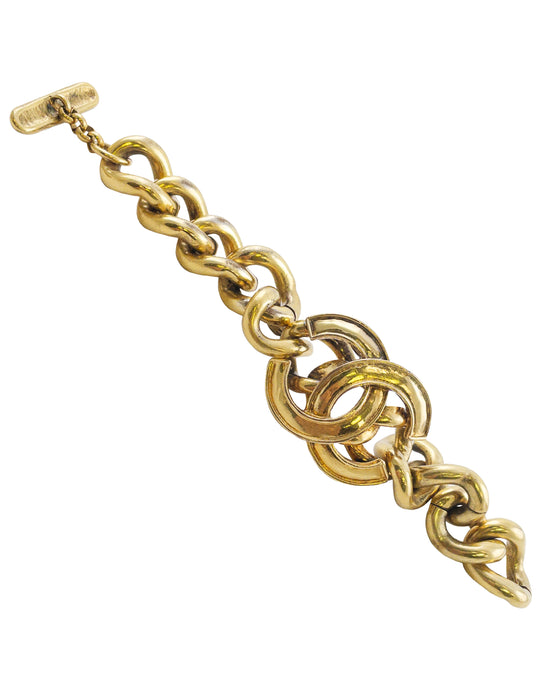 Gold Plate Chain and CC Logo Bracelet