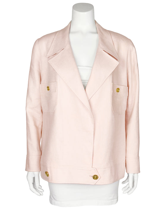 Pink Linen Bomber Style Jacket
