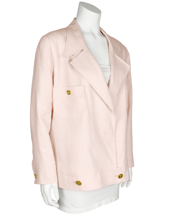 Pink Linen Bomber Style Jacket