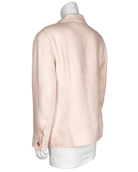 Pink Linen Bomber Style Jacket