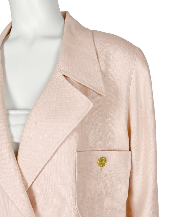 Pink Linen Bomber Style Jacket