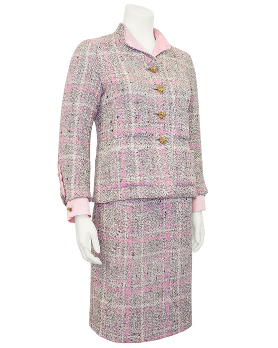 Pink and Grey Tweed Haute Couture Suit