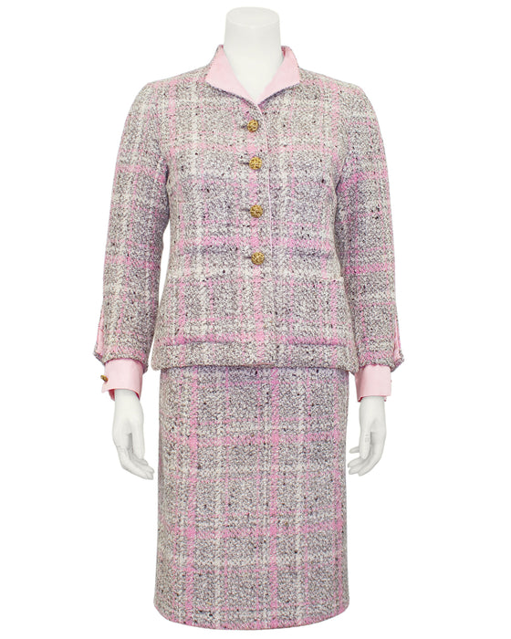 Pink and Grey Tweed Haute Couture Suit