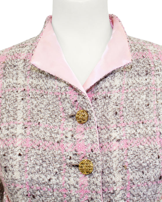 Pink and Grey Tweed Haute Couture Suit