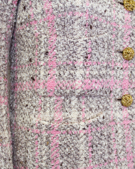 Pink and Grey Tweed Haute Couture Suit