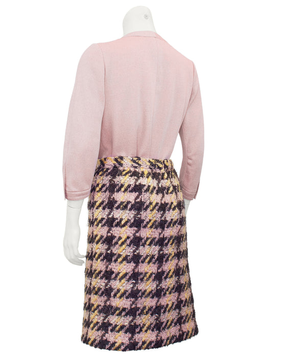 Pink and Charcoal Grey Houndstooth Haute Couture 3 pc. Ensemble