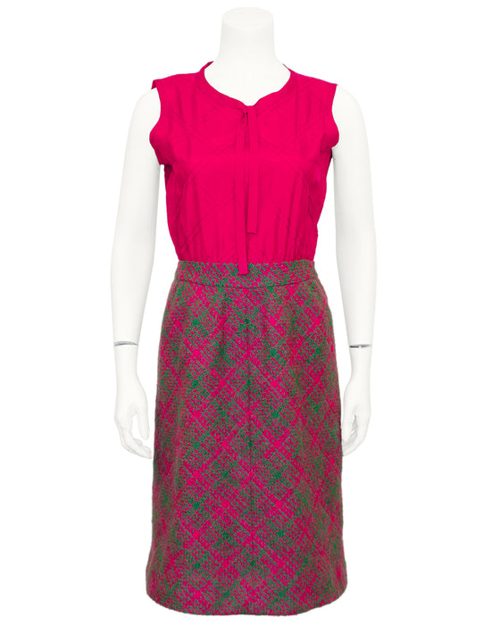 Magenta and Green Dress and Jacket Ensemble Vintage Couture Magenta and Green Dress and Jacket Ensemble Vintage Couture