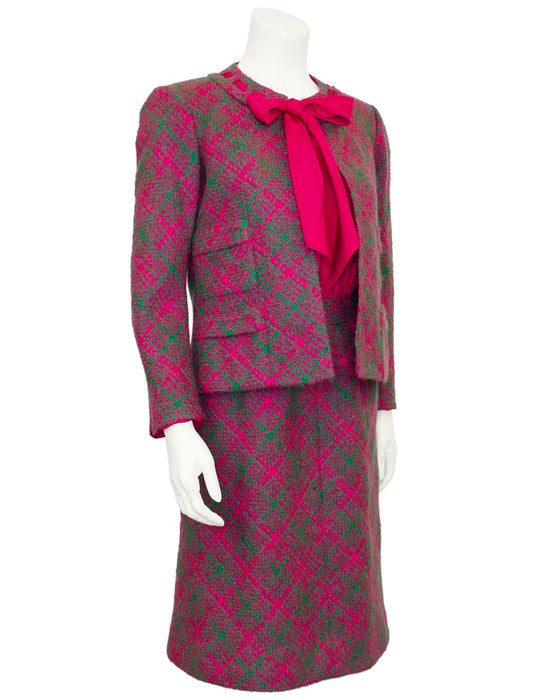 Magenta and Green Dress and Jacket Ensemble Magenta and Green Dress and Jacket Ensemble