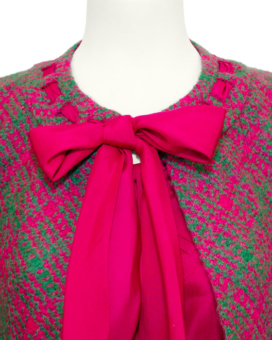 Magenta and Green Dress and Jacket Ensemble