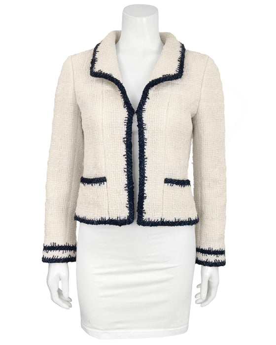 Cream and Black Bouclé Jacket