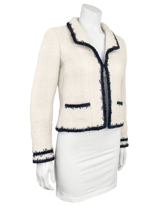 Cream and Black Bouclé Jacket