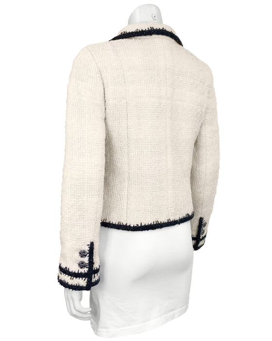 Cream and Black Bouclé Jacket