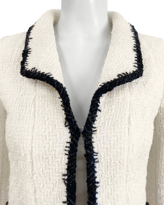 Cream and Black Bouclé Jacket