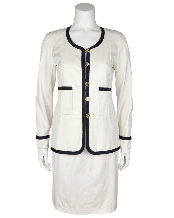 Cream Cotton Skirt Suit
